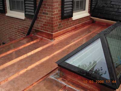 Copper standing seam panels