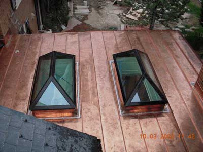 Standing seam copper work