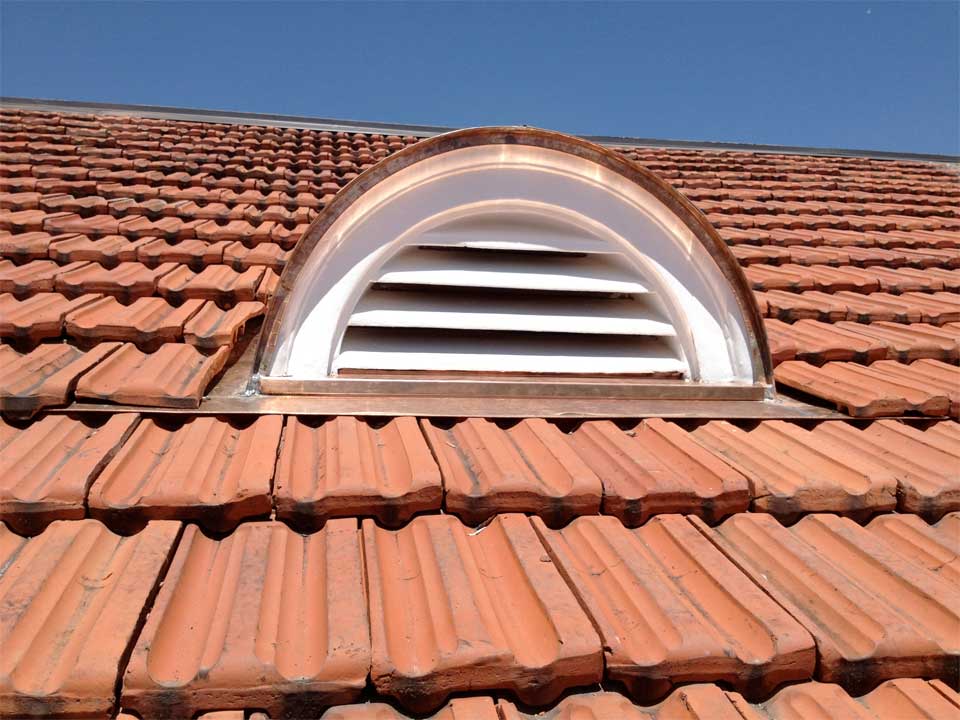 Installed copper roof vent