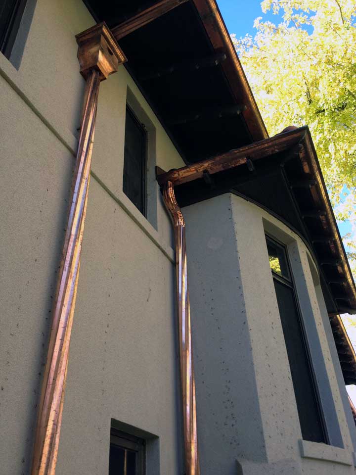 Decorative twisted copper downspout
