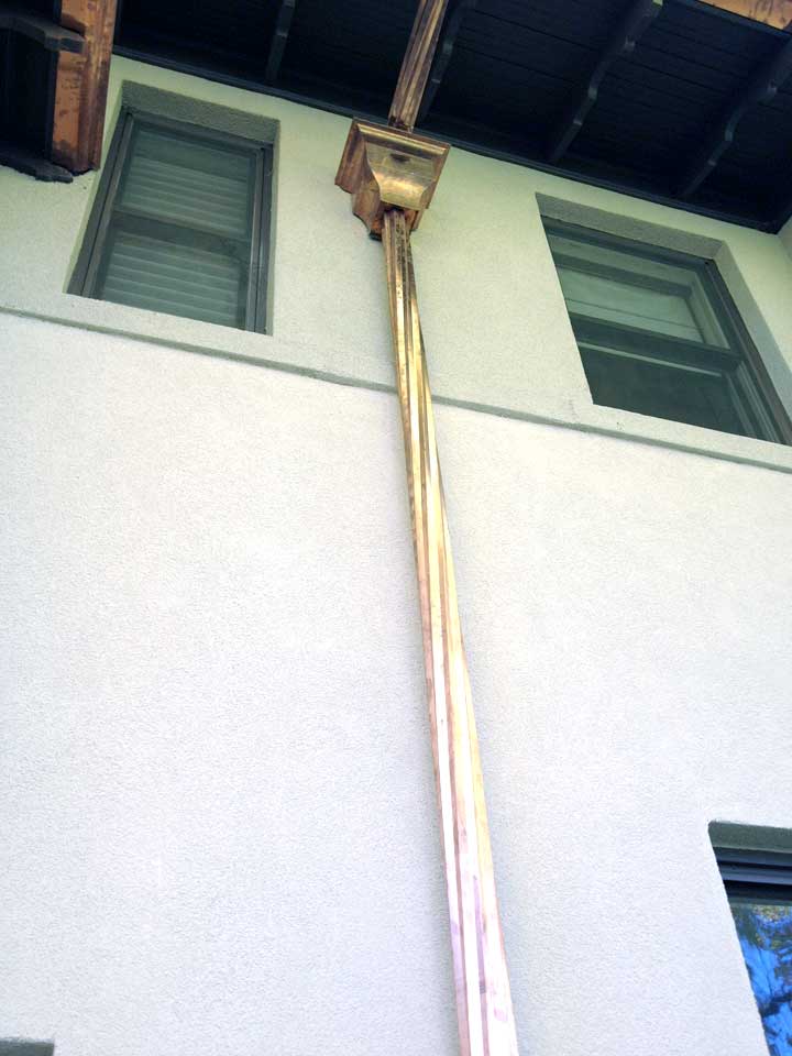 Twisted downspout detail